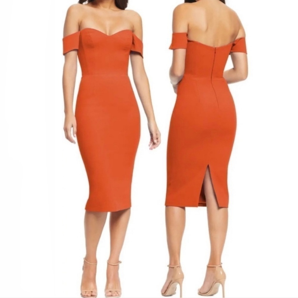 NWOT DRESS THE POPULATION Bailey Off the Shoulder Corset Bodycon Dress sz S